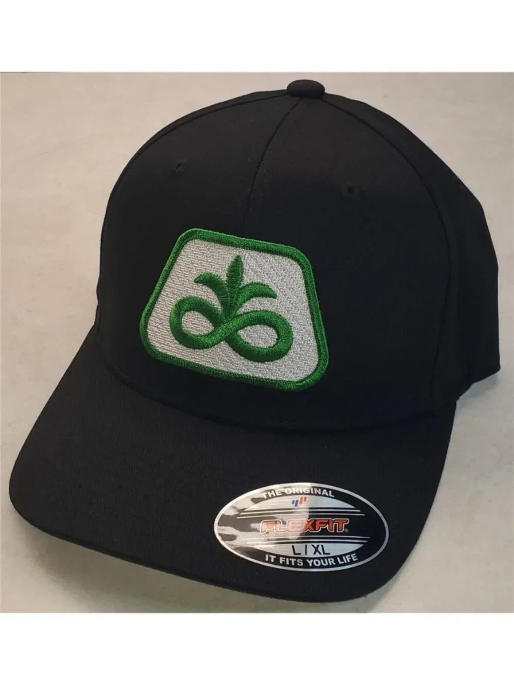 Retro Pioneer Seed Patch Hat Vintage Agriculture Flexfit Cap Black L/XL New 80s